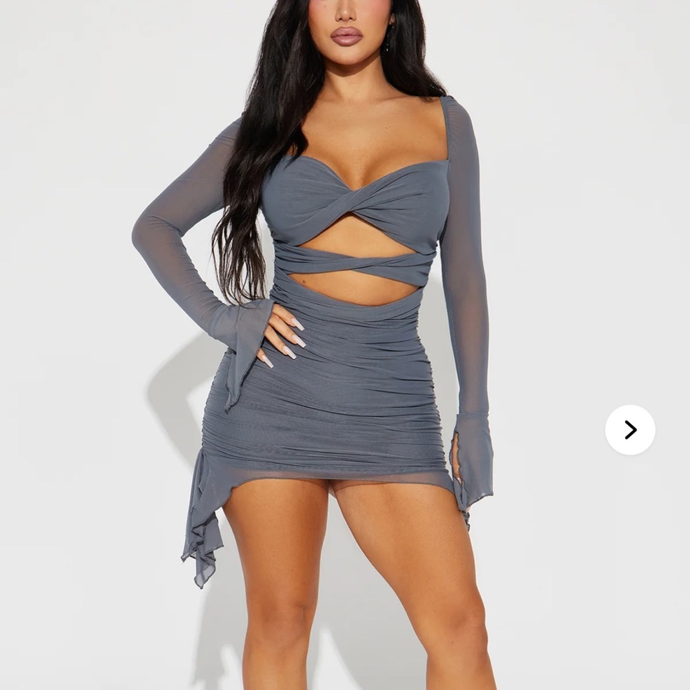 Chic Gray Ruched Mini Dress